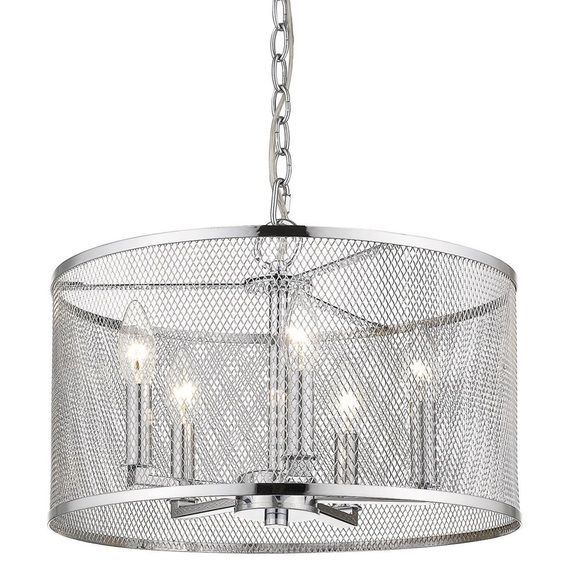 NWT Golden Lighting London 5-Light Pendant No Cage In Chrome - Picture 2 of 7